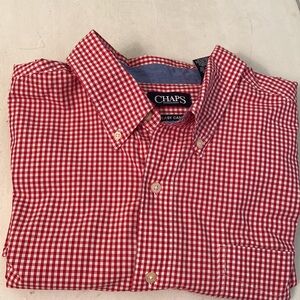 Chaps red- white buttons down shirt